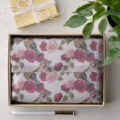 Papier Mousseline Oiseaux Goldfinch perchés sur Motif rose Roses (Cadeau)