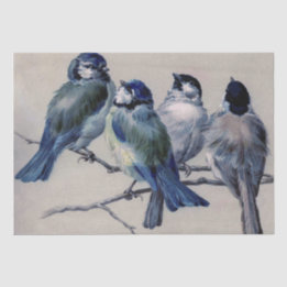 Papier Mousseline Oiseaux gris bleu sur une branche par Hector Giaco