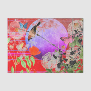 PAPIER MOUSSELINE OISEAUX JAPONAIS ET PAPIER EN TISSU DE PLEINE LUNE