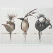 Papier Mousseline Oiseaux perchés sur une ligne de découpage (Recto)