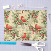 Papier Mousseline Oiseaux rouges de fête (Artisanat)