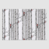 Papier Mousseline Oiseaux rouges et blancs et oiseaux cardinaux roug (Recto)