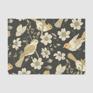 Papier Mousseline Oiseaux sauvages et fleurs Nature