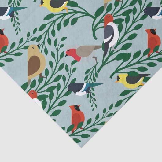 Papier Mousseline Oiseaux Sur Branches (Détail)