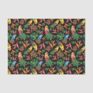 Papier Mousseline Oiseaux tropicaux Collection de fleurs noires