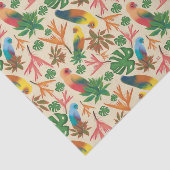 Papier Mousseline Oiseaux tropicaux Motif floral coloré (Détail)