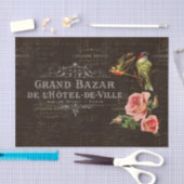 Papier Mousseline Oiseaux vintages Rose Tissu noir (Artisanat)