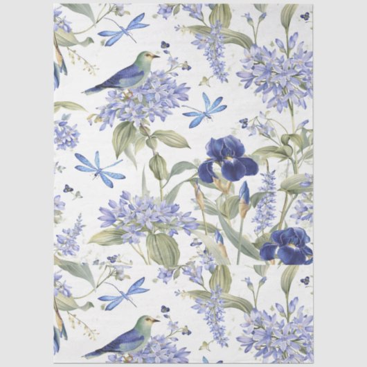 Papier Mousseline OiseauxBleus  (Recto)