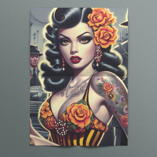 Papier Mousseline Old School mignonne Goth Girl