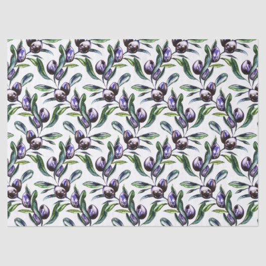 Papier Mousseline Olive Branch Watercolor Pattern (Recto)