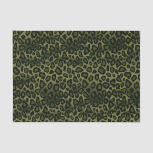 Papier Mousseline Olive Green et Black Leopard Poster de animal (Recto)