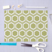 Papier Mousseline Olive Green et White Honeycomb Motif (Artisanat)
