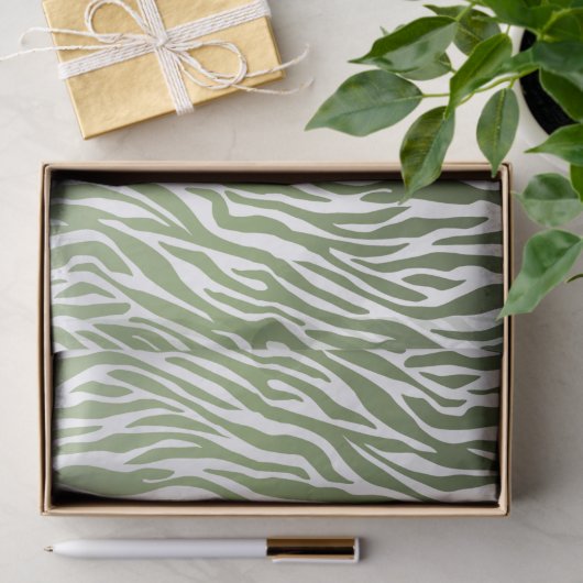 Papier Mousseline Ombre d'impression Wild Green Zebra (Cadeau)