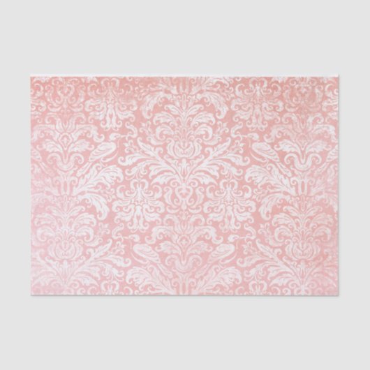 Papier Mousseline Ombre rose Doucement Distressé Motif Damas (Recto)
