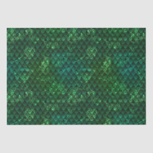 Papier Mousseline Ombre vert foncé et écharpes dragon (Recto)