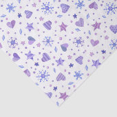 PAPIER MOUSSELINE OMBRES DES ÉTOILES PURPLES COEURS FLAKES DE NEIGE (Détail)