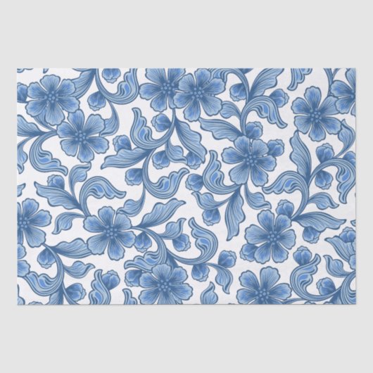 Papier Mousseline Omphalodes Floral Bleu (Recto)