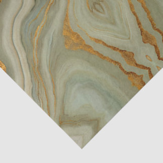 Papier Mousseline Onyx Vert Sauge Avec Or