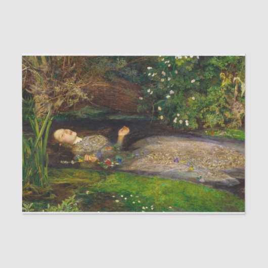 Papier Mousseline Ophélie, 1851 par John Everett Millais (Recto)