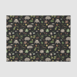 Papier Mousseline Opossum dans un champ de Berry en noir