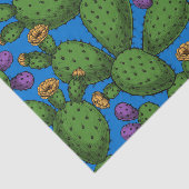 Papier Mousseline Opuntie de floraison en bleu (Détail)