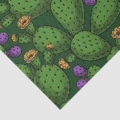 Papier Mousseline Opuntie de floraison sur vert foncé (Détail)