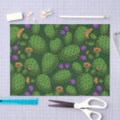 Papier Mousseline Opuntie de floraison sur vert foncé (Artisanat)