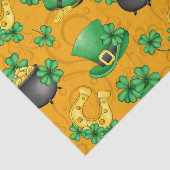 PAPIER MOUSSELINE OR AVEC VERT SHAMROCK HORSESHOS POT D'OR (Détail)