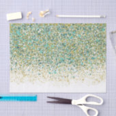 Papier Mousseline Or Blanc & Bleu Turquoise Pailleté Moderne Glamour (Artisanat)