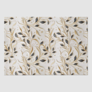 Papier Mousseline Or blanc glamour et noir Motifs sans couture