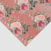 Papier Mousseline Or Confetti rose Roses Floral (Détail)