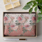 Papier Mousseline Or Confetti rose Roses Floral (Cadeau)