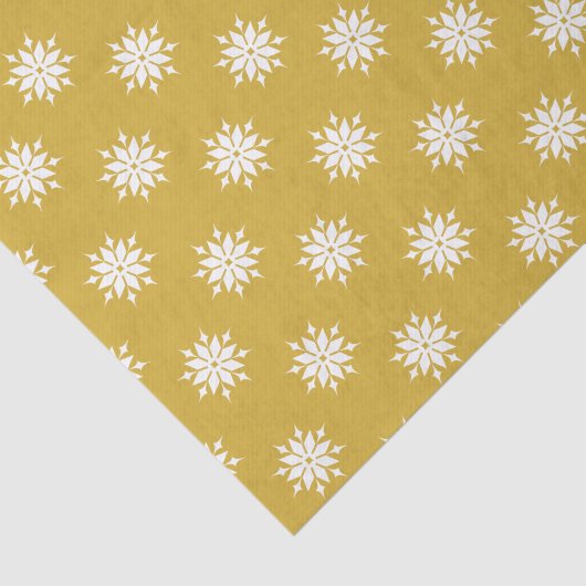 Papier Mousseline Or de Noël et blanc aux flocons de neige (Détail)