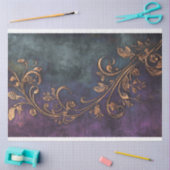 Papier Mousseline Or doré Nouveau, &violet foncé & Patina bleu (Artisanat)