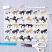 Papier Mousseline Or et chevaux modernes de marbre noirs et blancs (Artisanat)