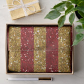 Papier Mousseline Or et rayures rouges de parties scintillantes (Cadeau)
