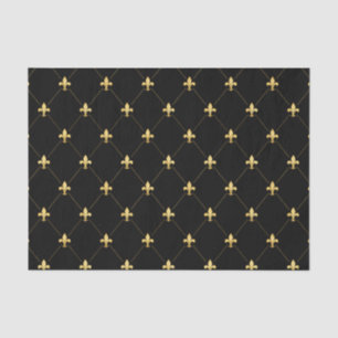 Papier Mousseline Or Fleur de Lis Noir