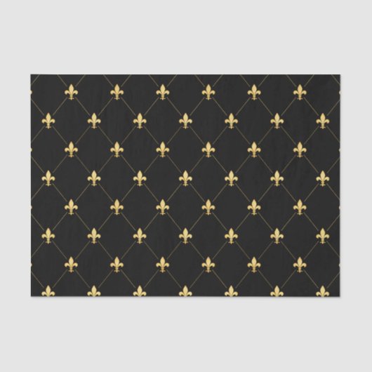 Papier Mousseline Or Fleur de Lis Noir (Recto)