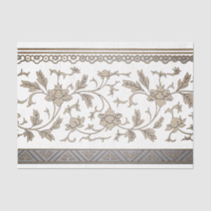 Papier Mousseline Or floral chiné vintage en rouleau en détresse dor