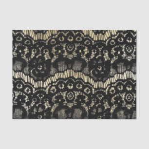 Papier Mousseline Or floral français élégant noir vintage de faux de
