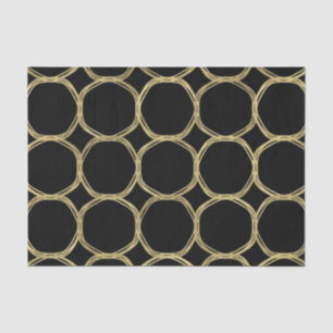 Papier Mousseline Or Glamour et Anneaux Noirs Soirée Glamour Moderne