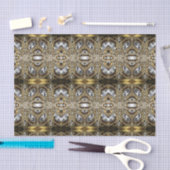 Papier Mousseline or gris argenté et motif art déco noir (Artisanat)