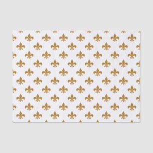 Papier Mousseline Or mat Fleur-de-lis sur Blanc