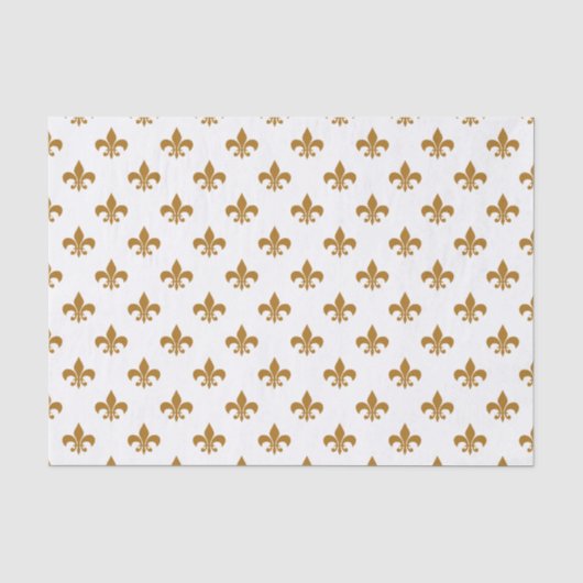 Papier Mousseline Or mat Fleur-de-lis sur Blanc (Recto)