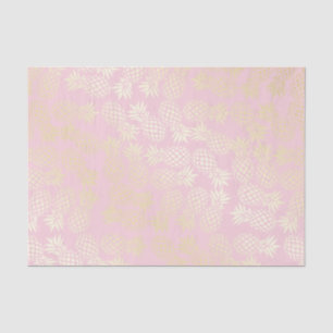 Papier Mousseline Or moderne élégant et motif rose d'ananas