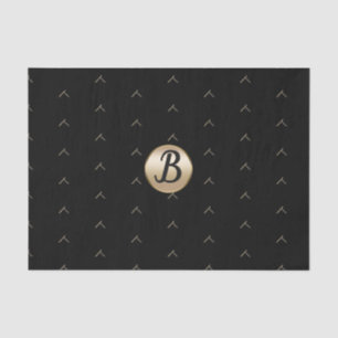 Papier Mousseline Or Noir Abstrait Glamour Luxe Monogramme Fête