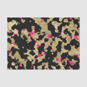 Papier Mousseline Or Noir Paillettes Rose Chaud Abstrait qui se Déco