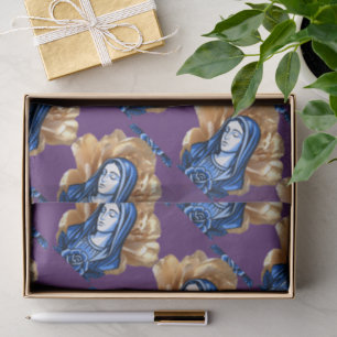 Papier Mousseline Or Rose Bleu Mère Marie Riche Prune Profond Foi