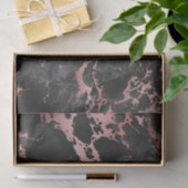 Papier Mousseline Or rose et marbre noir (Cadeau)