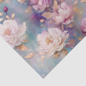 Papier Mousseline Or rose féminin et floral blanc (Détail)